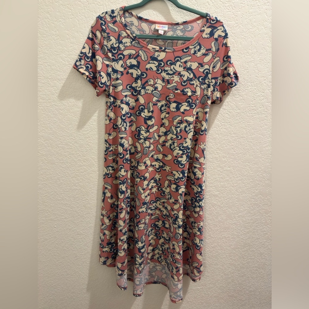 LuLaRoe pink and blue Mickey Mouse dress